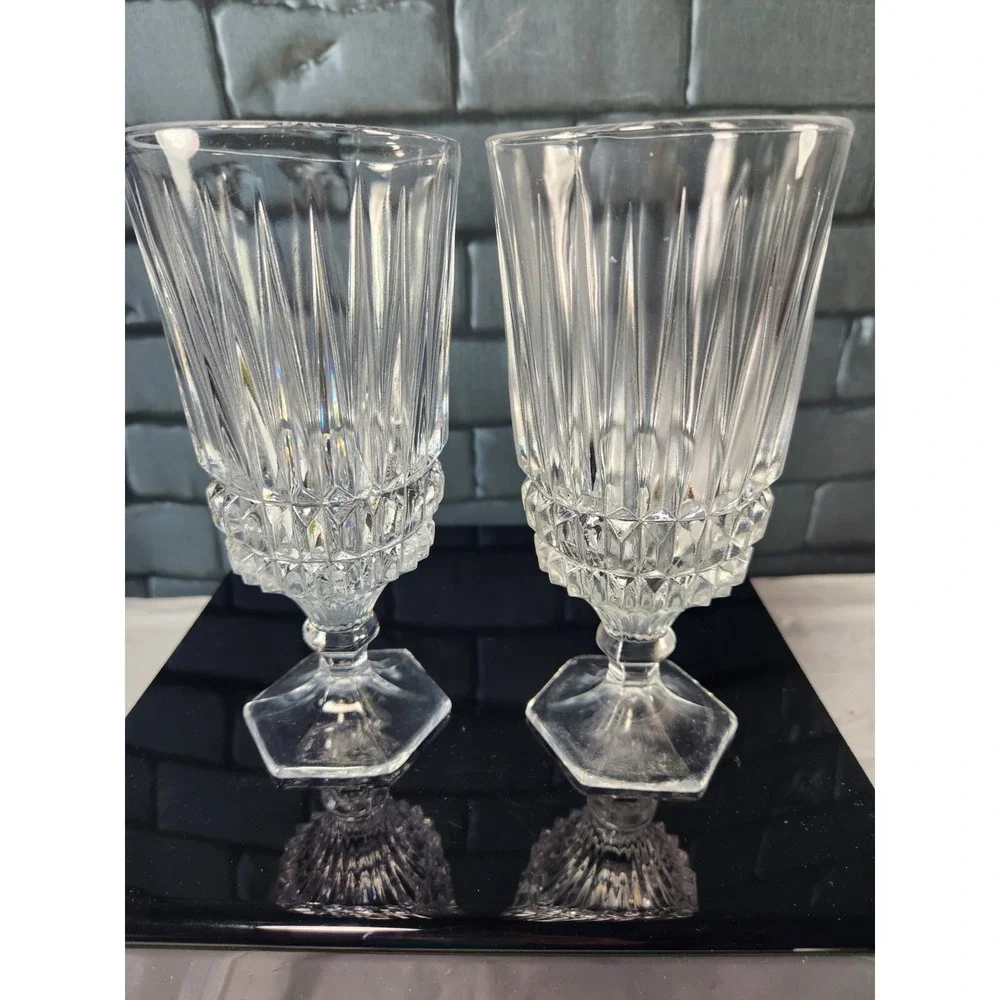 Set of 2 Vintage Fostoria Heritage Footed Water Goblets